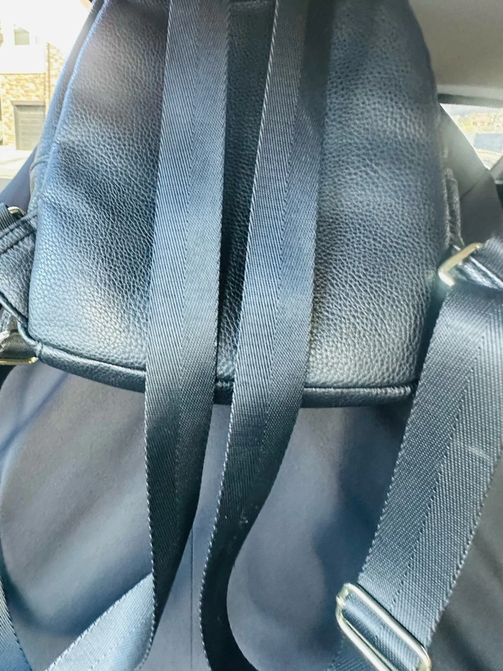Juicy Couture Black Pebbled Leather Mini Backpack with Gold Studs